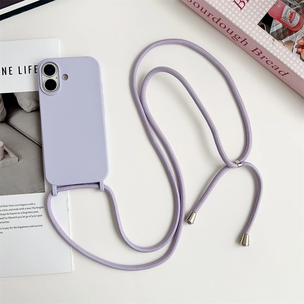 Crossbody Liquid Silicone Phone Case with Lanyard in Matte Candy Color