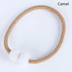Pearl Magnetic Curtain Tie Back Clips - Elegant Hanging Buckle Decor Accessories - 2PCS (Camel)