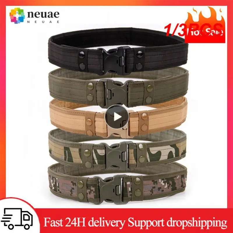 

1/3PCS Quick Release Military Tactical Belt Army Style Combat Belts Fashion Men Camouflage Canvas Waistband Outdoor Hunting