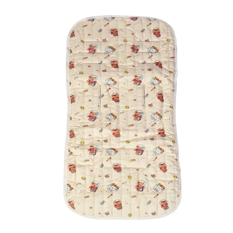Universal Baby Stroller Liner Pad, Breathable Soft Quilted Cushion Summer Cool Infant Seat Cover for Pram Buggy Cute Prints