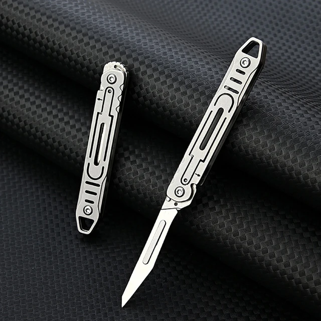 EDC Pocket Utility Knife With 10pcs Of Replaceable Blades Keychain Exacto  Razor Knife Mini Box Cutter Envelope Opener Slitter