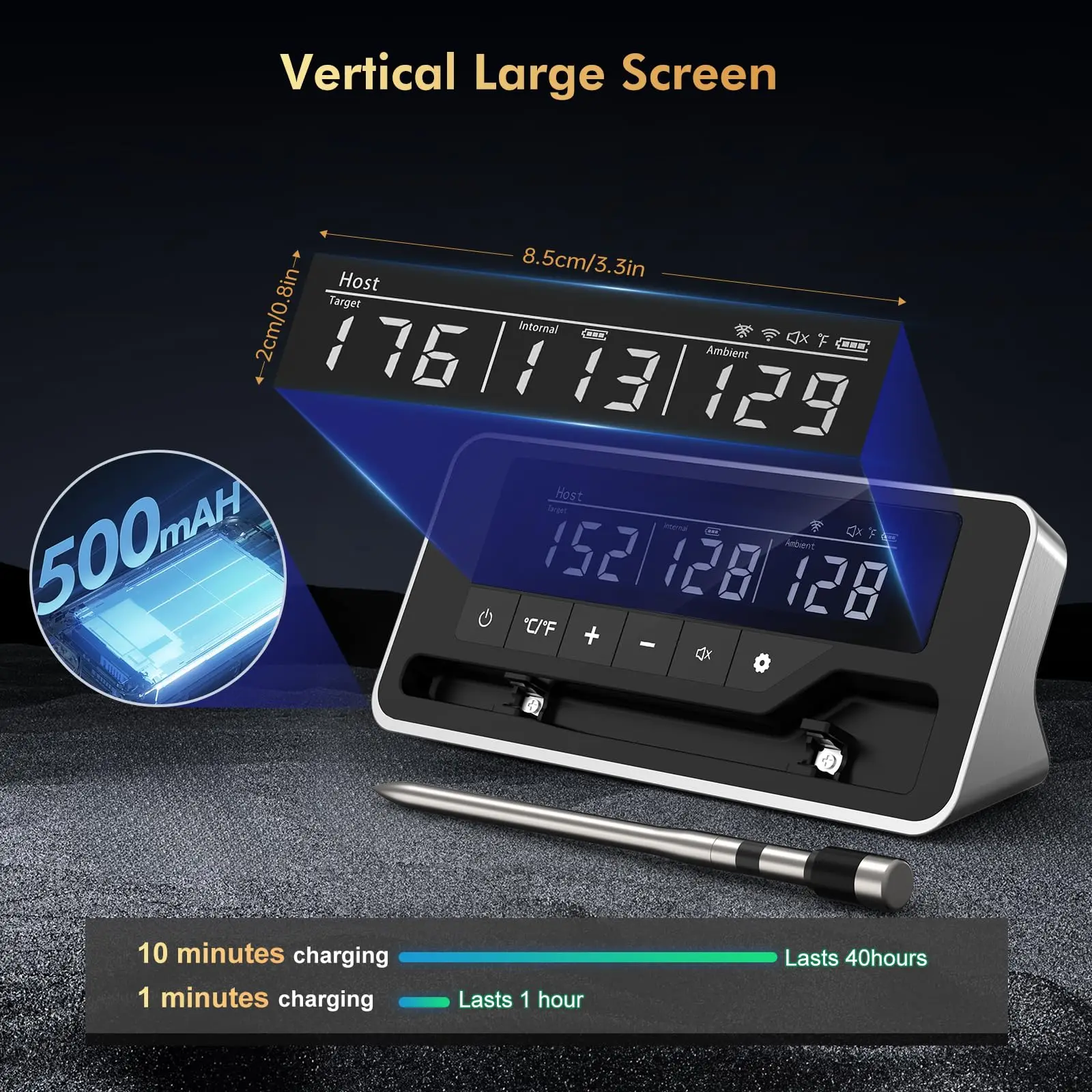 Meat Thermometer Wireless Probe Bluetooth Digital Food Thermometer Support Mobile APP With LCD Screen for Oven Smoker BBQ Grill 2