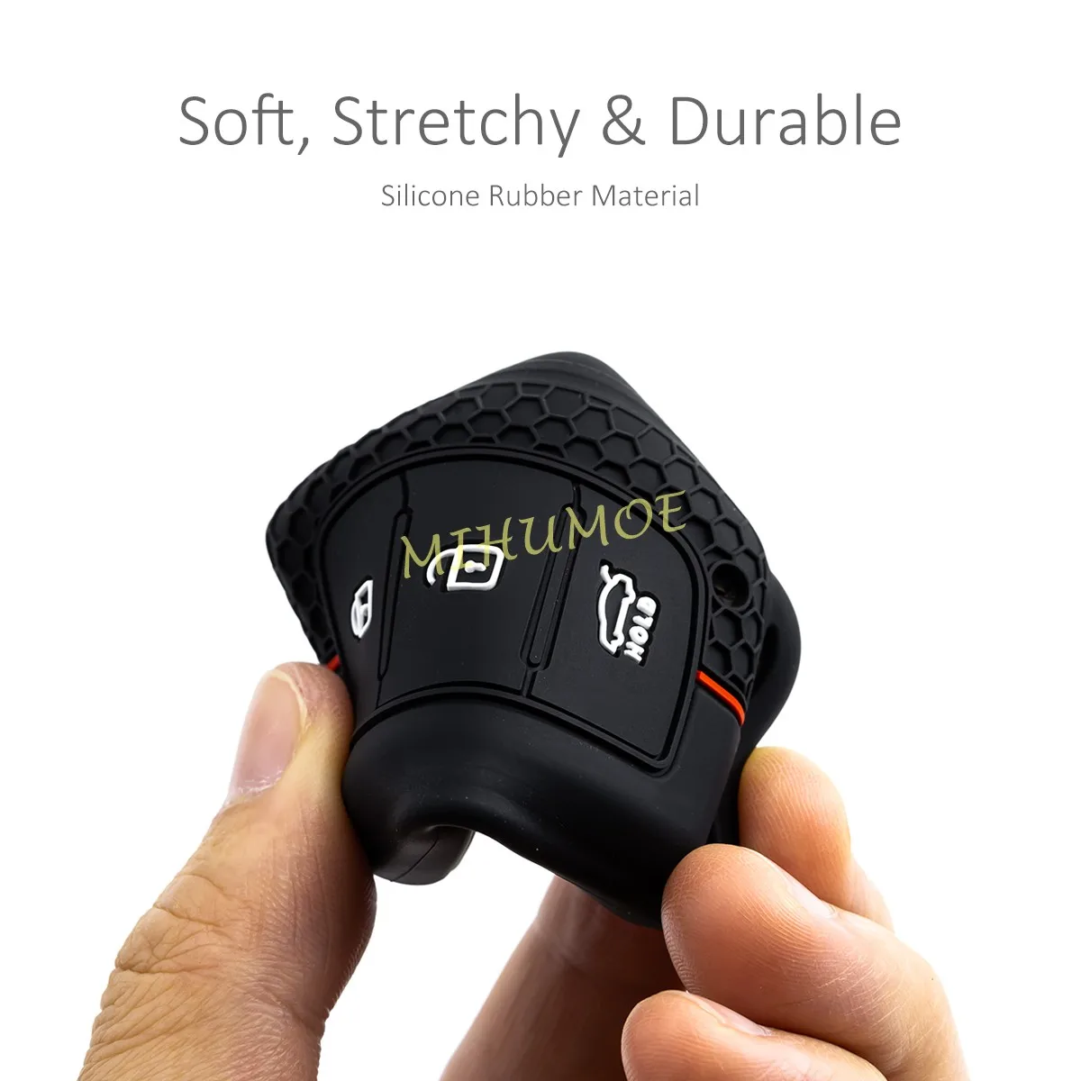 Silicone 3-Button Car Key Fob Cover & Chain