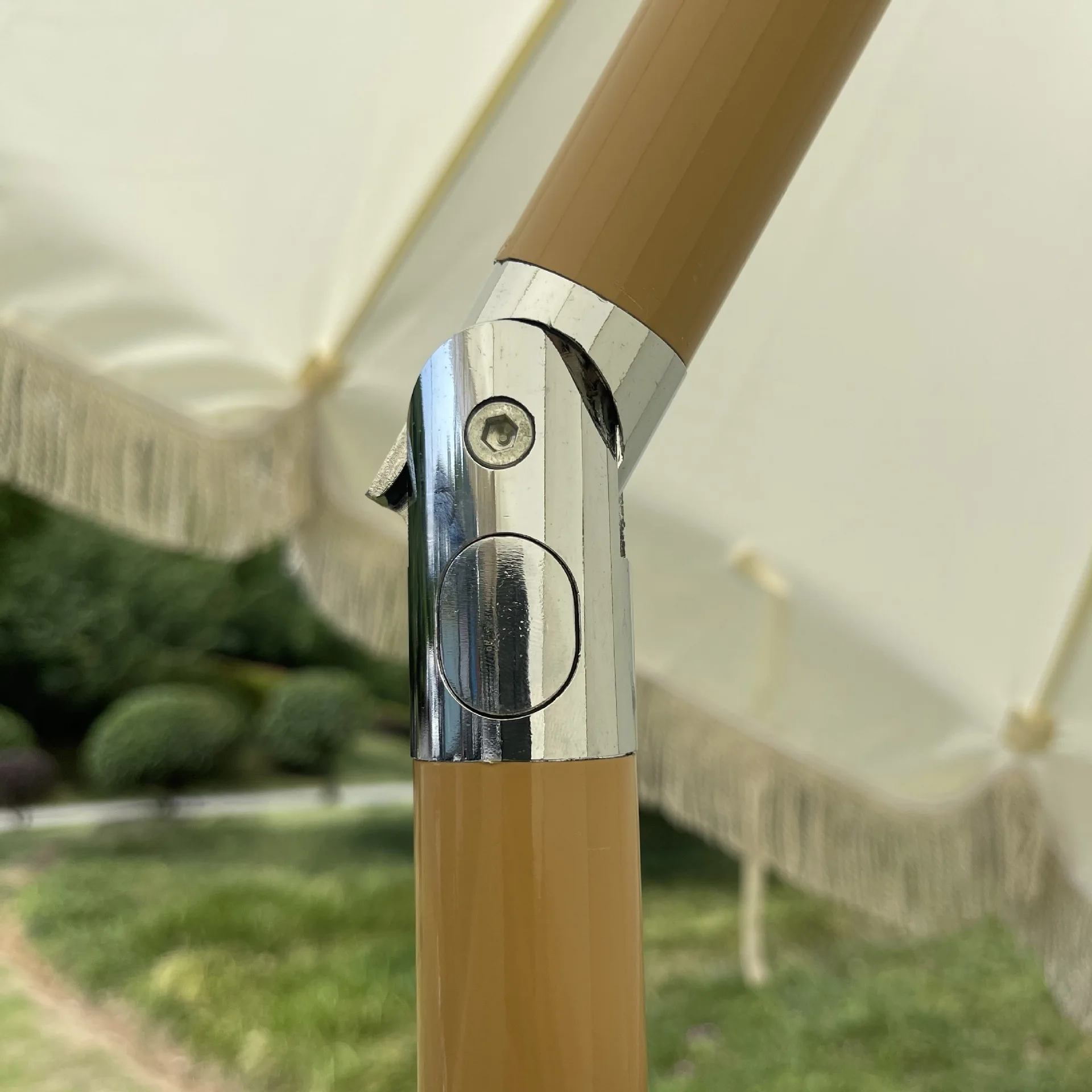 Outdoor Beach Fringe Umbrella with Base Vintage Bohemian Sun Protection Parasol Patio Garden Pool Beach Button Tilt Sunshades beach umbrella