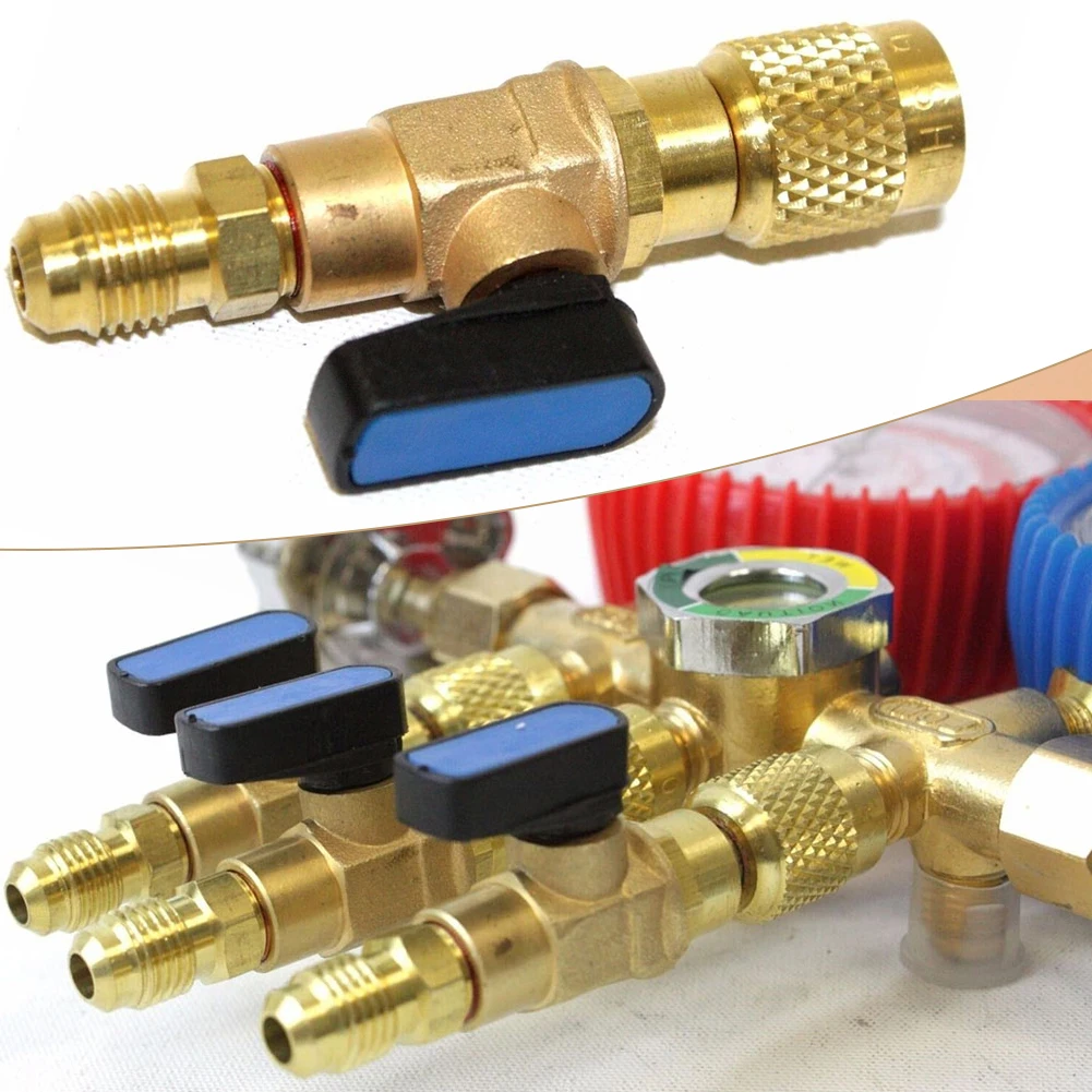 

HVAC Straight Ball Valves Brass A/C Straight SHUT-OFF Ball Valve Adapter For R134a R22 R12 R410a 1/4" FIT 73mm Length