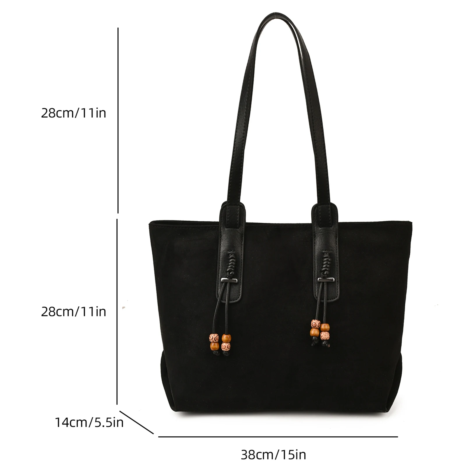 Faux Suede Casual Shoulder Bag Large Capacity Trendy Tote Briefcase Stylish Matte Tote Bag Travel Date Work Shoulder Bag