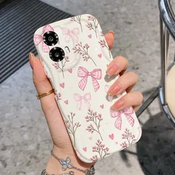 Elegant Pink Bow & Flower Pattern Phone Case - Soft Wave Oil Cover - Moto G30 (039WA0201NYB)