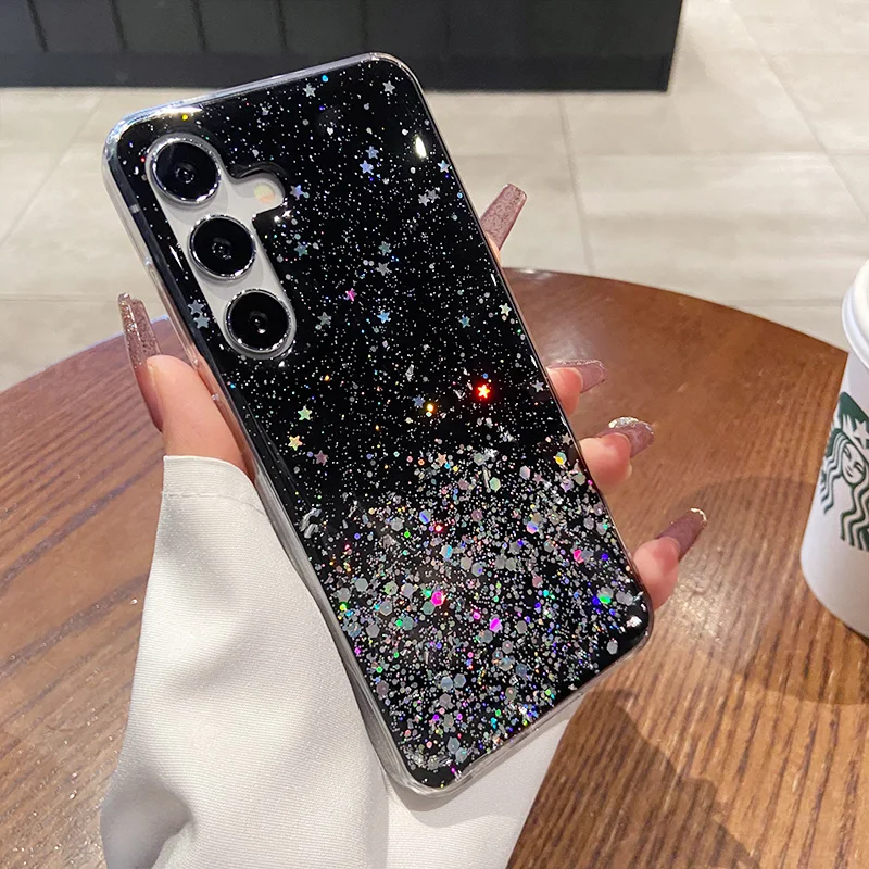 Glitter Star Sequin Clear Thin Epoxy Soft Phone Case
