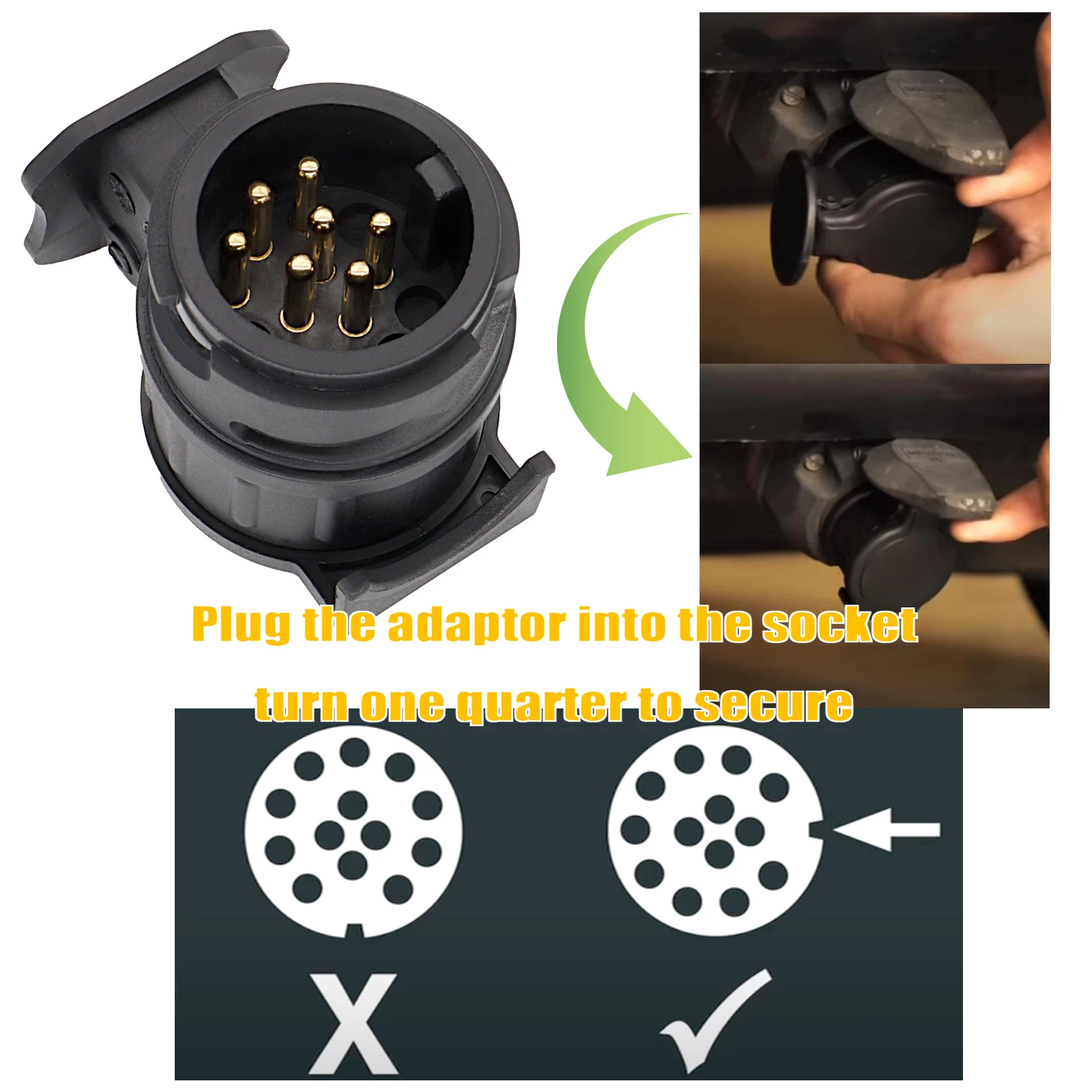 Trailer plug socket set 13 To 7 Pin trailer electric socket adapter plug waterproof trailer wiring connector towbar towing socket caravan accessories
