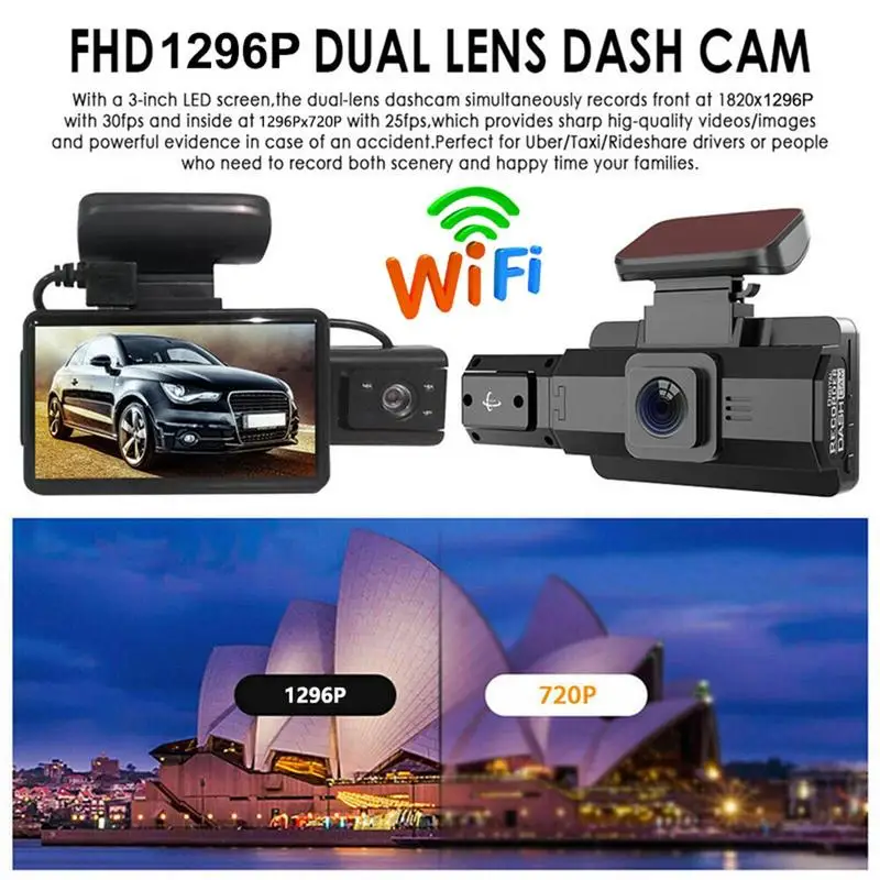 

3 Inch Dual Full HD 1080P Smart DVR Das'h Camera G-Sensor Parking Monitor Loop Recording Vehical camera interior moulding