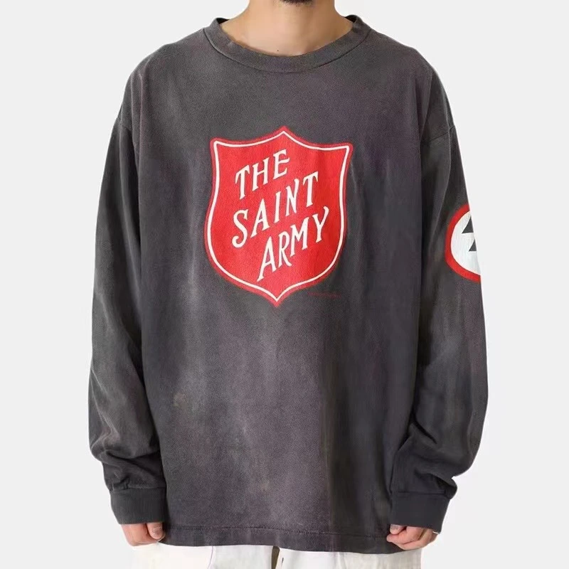 

23SS New Saint Michael T-shirt Men Women 1:1 Best Quality Vintage Skeleton Printed Oversize Loose Tops Tee T Shirt Goth
