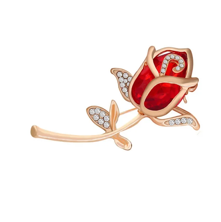 한국 스타일 패셔너블하고 정교한 안티 라이트 오픈 가디건 버튼 여성 액세서리 로즈 크리스탈 플래시 다이아몬드 브로치 핀