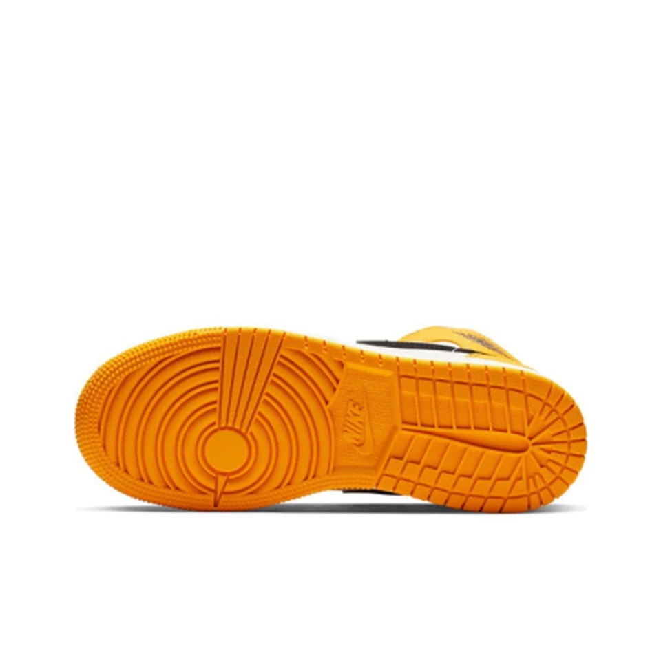 Originální vzduch jordánsko 1 mid 'lakers' žlutý a fialový GS rozměr pro ženy retro klasický košíková tenisky boty BQ6931-700