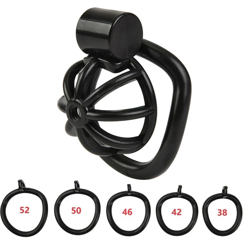 Male Penis Chastity Cage Set Small Bird Chastity Cage Belt With Padlock 5 Cock Ring Penis Bondage Slave Man Sex Toy