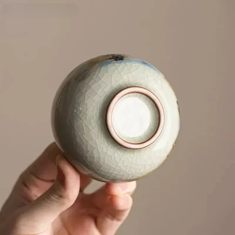 Tea Cup 1PC Exquisite Ice Crack Glaze Ceramic Hand-painted Porcelain Master Cup Accessories
