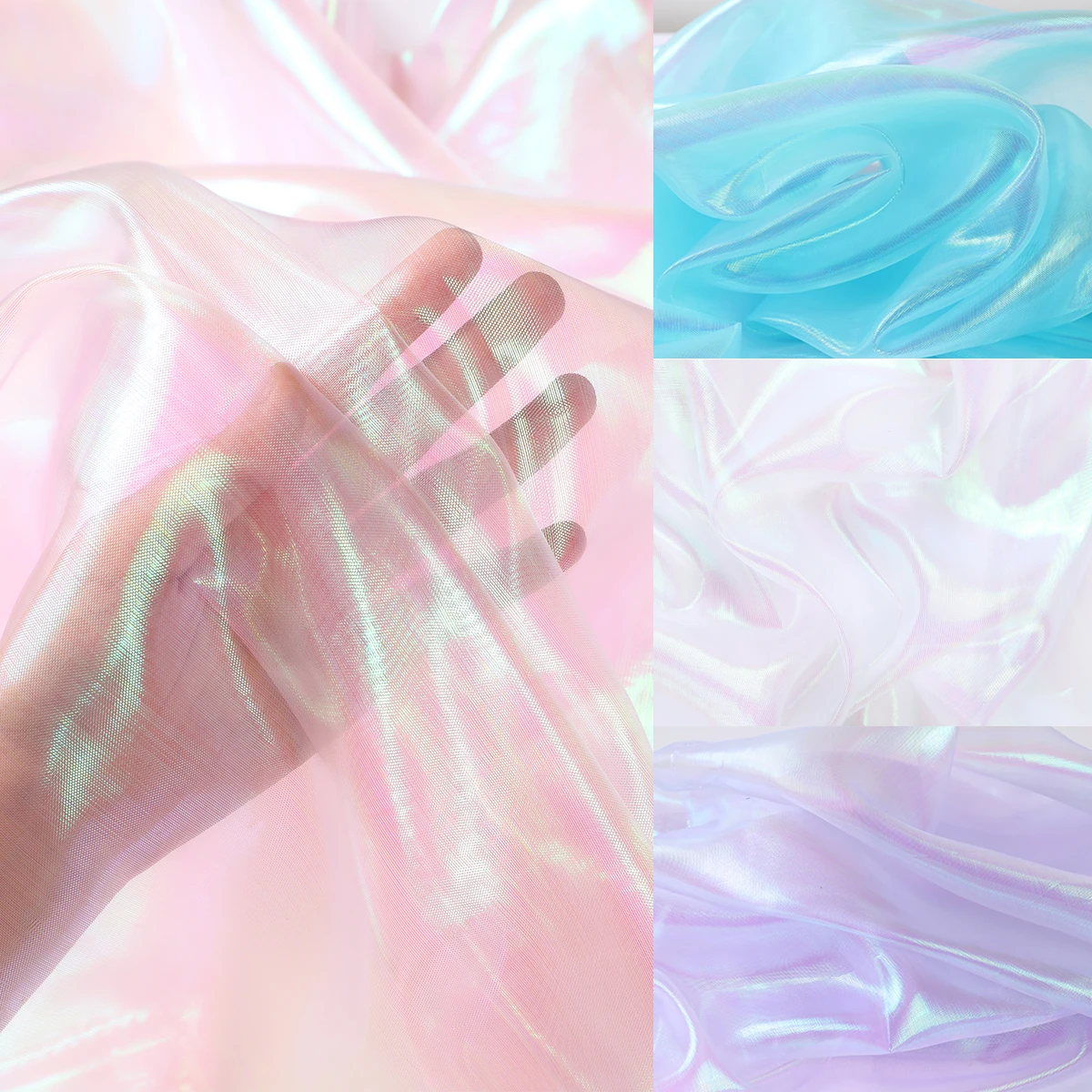 

Laser Tulle Fabric Sewing Mesh Cloth DIY Craft Organza Glass Yarn Fluorescent Yarn Silk Chiffon Stage Birthday Party Decors