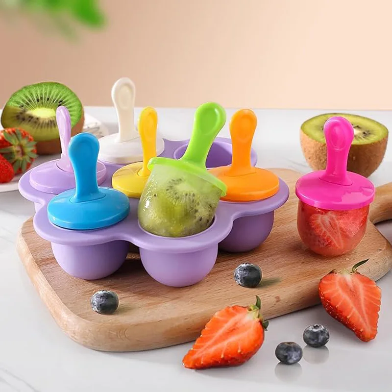 1pc 7 Holes DIY Ice Cream Pops Silicone Mold Ice Cream Ball Maker Popsicles Molds Baby Fruit Shake Home Kitchen Accessories Tool 1