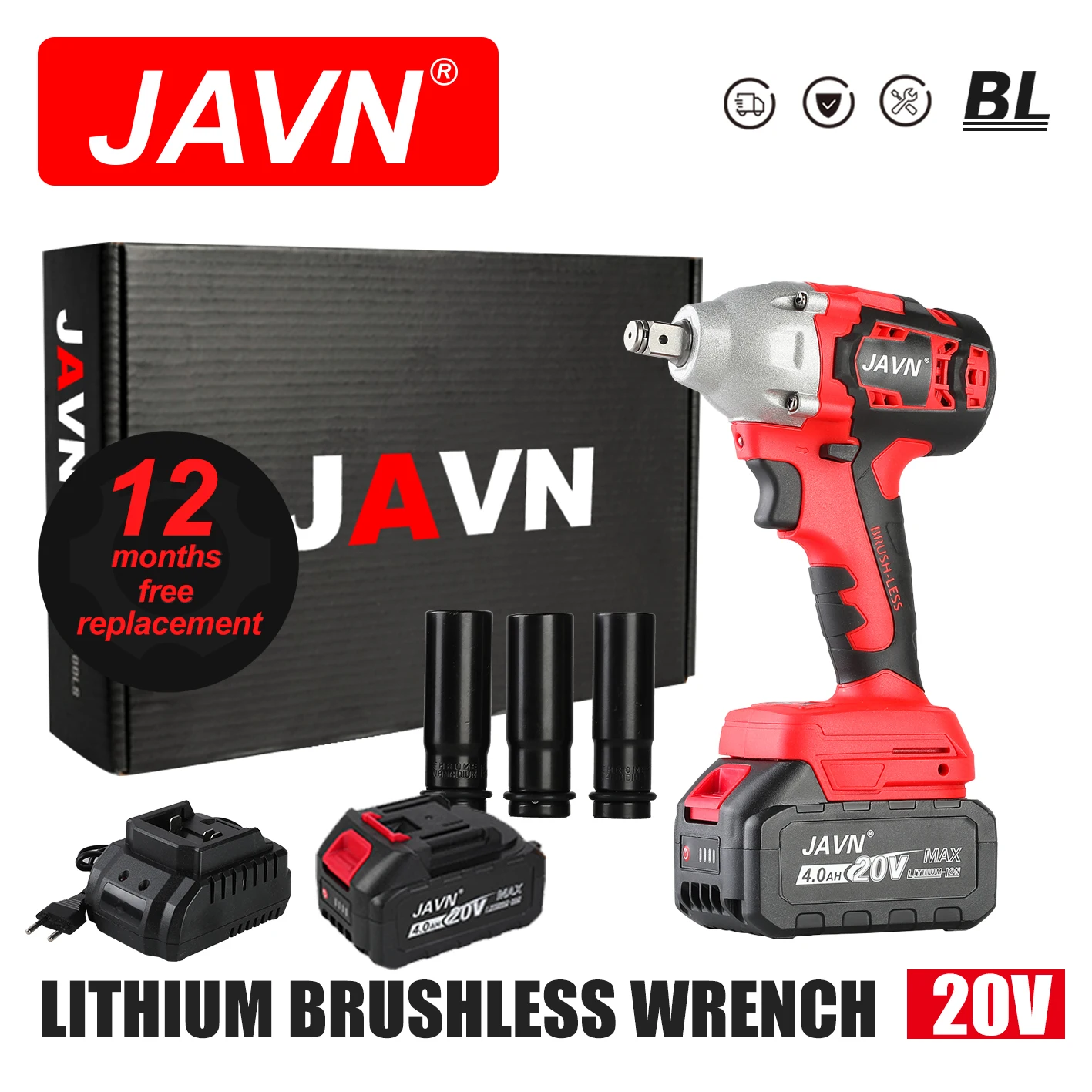 JAVN320NmElectricImpactWrench20VBrushlessWrenchSocketHand