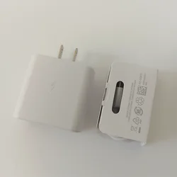 45W Original Samsung Fast Charge Type C Adapter Charger - White - US With Cable