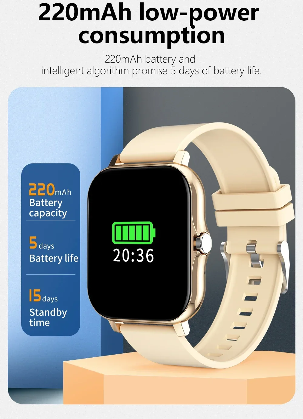 Smart Watch Android Phone 1.47'' Inch Color Screen Bluetooth Call Blood Oxygen/Pressure Monitoring Smart Watch Women Men 6