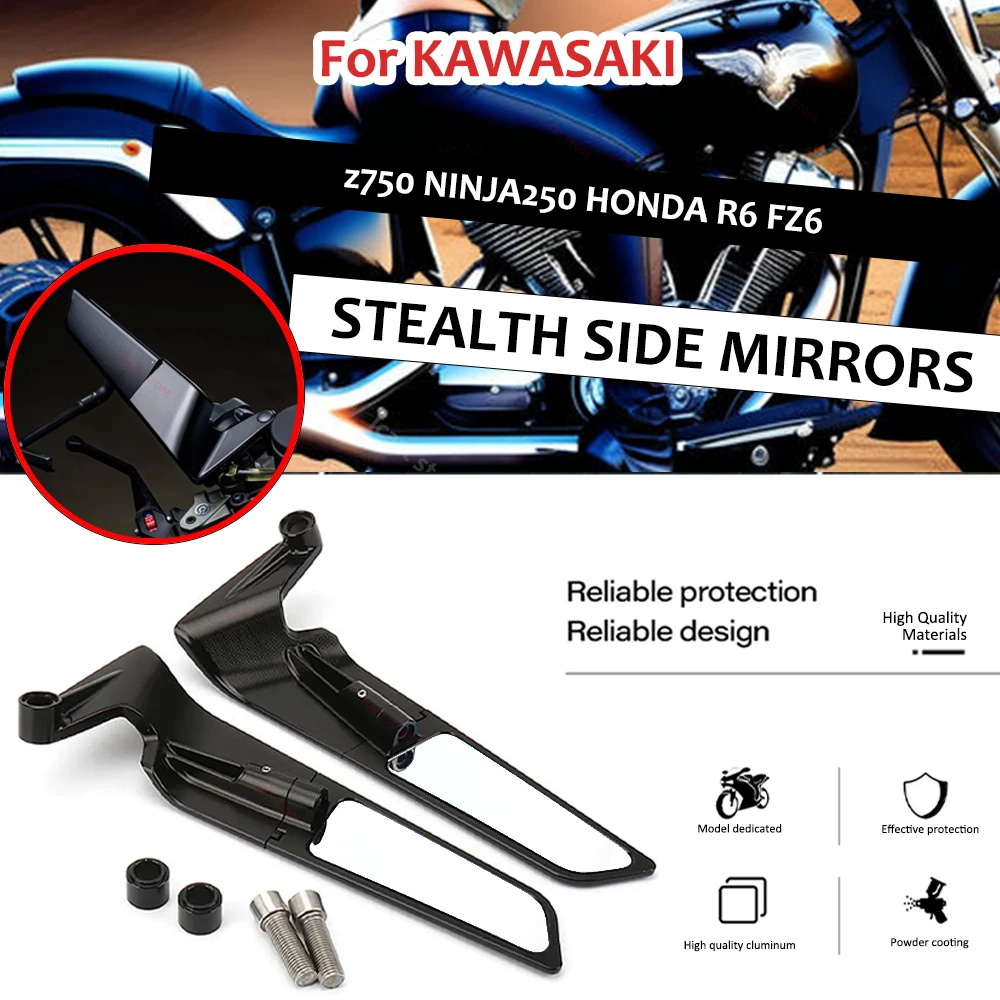 Universal Motorcycle Mirror Wind Wing side Rearview Reversing mirror For KAWASAKI z750 NINJA250 HONDA R6 FZ6 SUZUKI YAMAHA