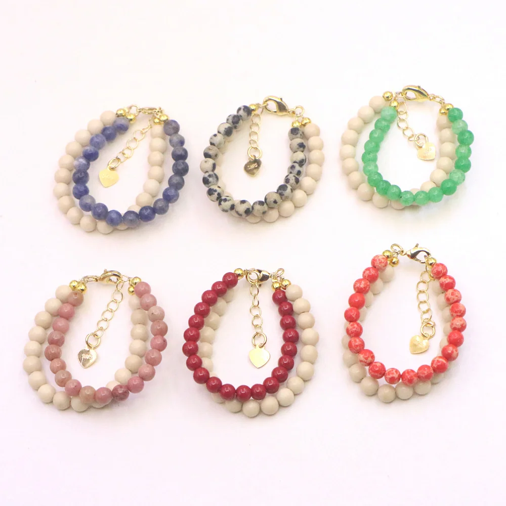 Fashion Lovely Natural Stone Crystal Bracelet Baby Baptism Lobster Clasp Parts Yoga Christmas Wedding Girls Gift Jewelry Charm