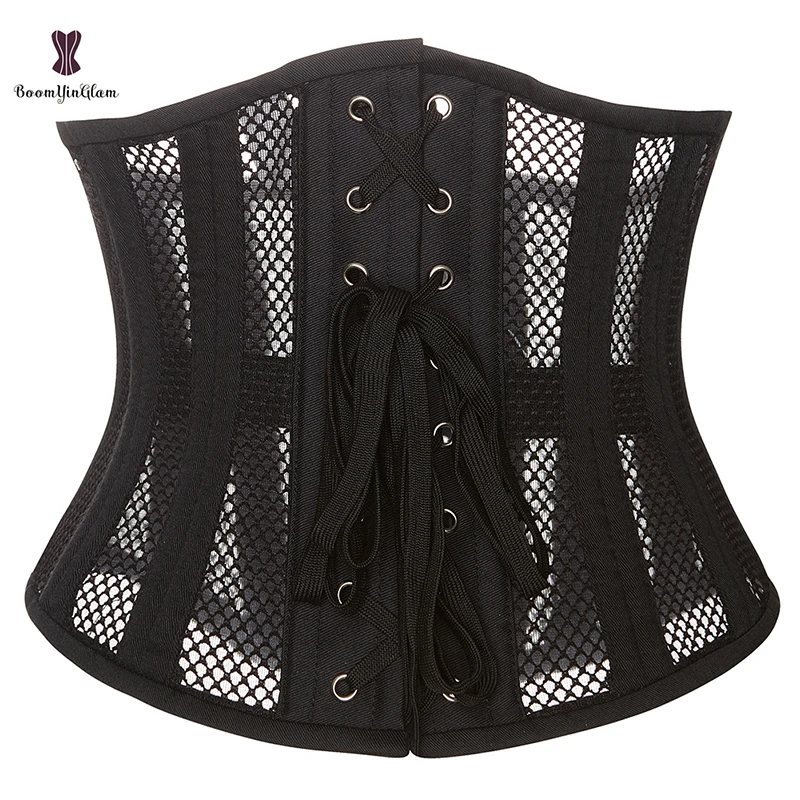 23.5CM Height Short Torso Waist Traing Corset XXS Cupless BInder Bustier Hollow Out Mesh Korset Women Plus Size