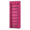 Fashionable Room-saving 9 Lattices Non-woven Fabric Shoe Rack Rose Red 1