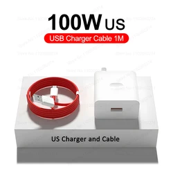 100W SuperVOOC Fast Charging Phone Adapter with USB to Type C Cable - US Charger USB Cable