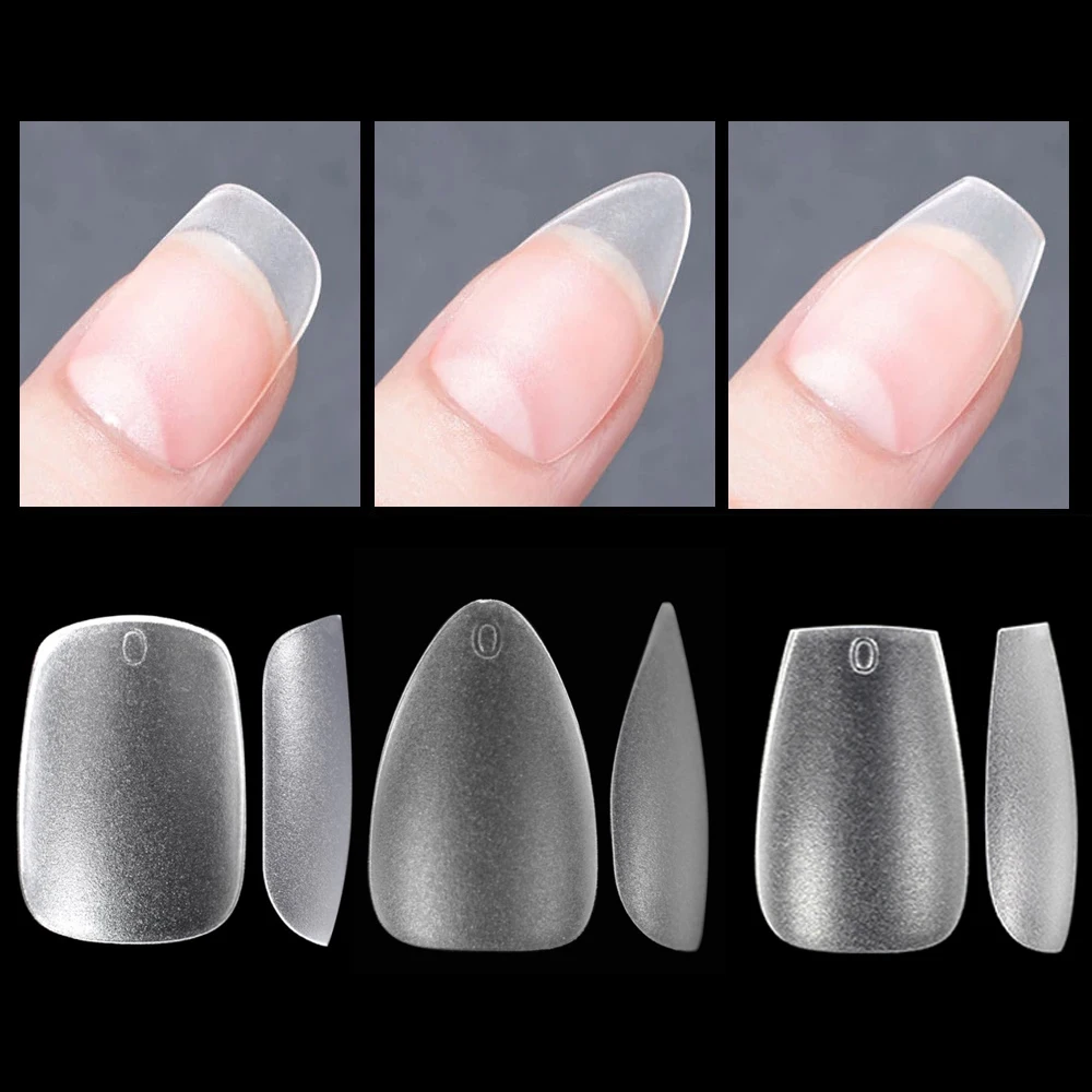 120 Pcs Short Coffin Square Oval Acrylic False Nails Art Tips System