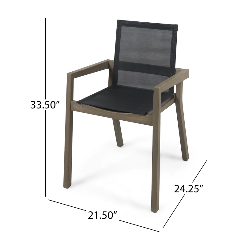 DINING CHAIR,Set of 2,Teak Frame+ Beige Textile  Their combination of sturdy construction, sleek beige mesh 3