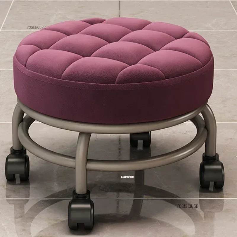 Creative Small Pedicure Chairs Modern Salon Furniture Beauty Salon Professional Chair Home Soft Bag Round Low Stool with Wheels