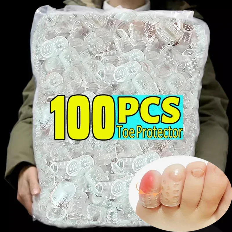 2-100pcs 투명 실리콘 발가락 커버 여성 젤 작은 발가락 보호대 튜브 발 관리 손가락 캡 탄력성으로 물집 방지