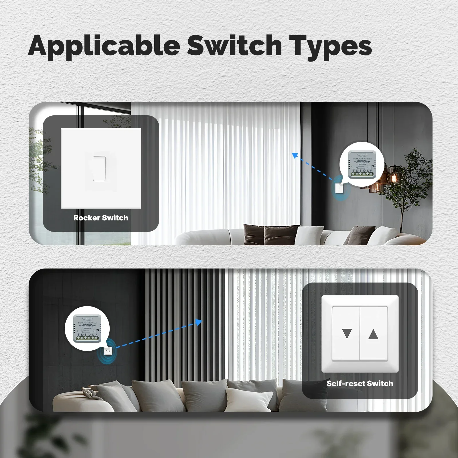 Tuya WiFi/ZigBee Smart Curtain Switch Mini Module For Rocker Reset Switch, App R