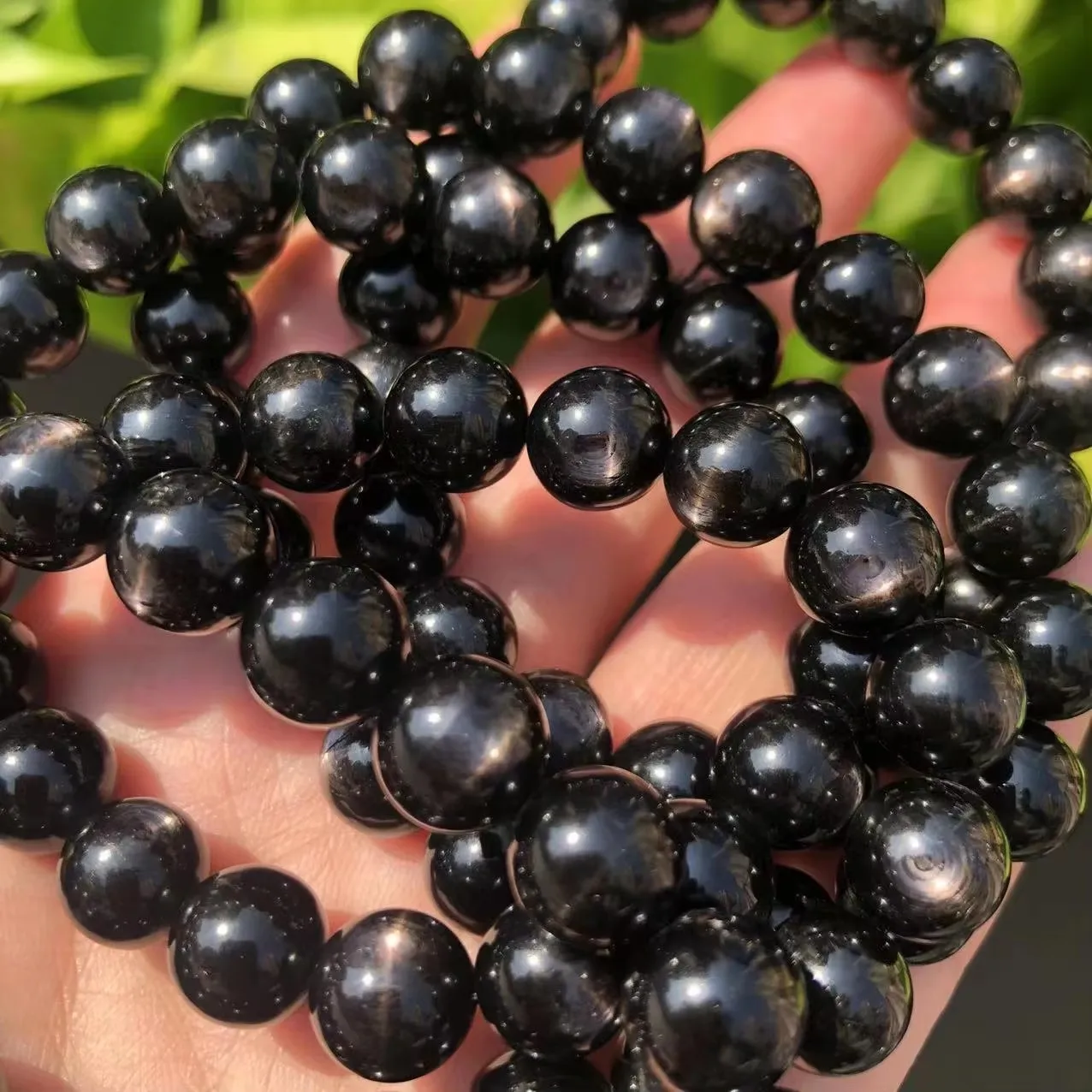 Meihan 도매 탑 골드 플래시 Hypersthene 부드러운 라운드 매력 스톤 비즈 쥬얼리 만들기 DIY