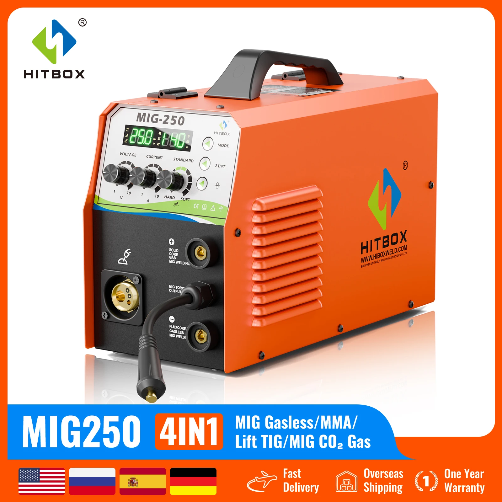 HITBOX MIG Welding Machine MMA/Lift TIG/MIG Gasless MIG CO2 Gas Multifunctional Gas/Air-less Shielded Welder Maquina de soldar