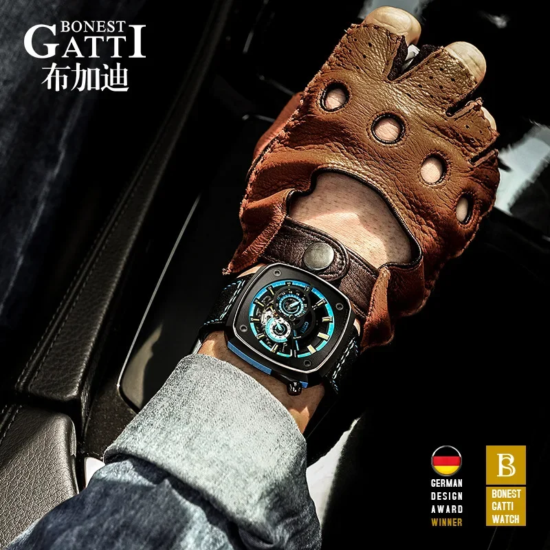BONEST GATTI Offshore Speed &middot; New Colors German Craft Brand Square Waterproof Men's Fully Automatic Mechanical Watch