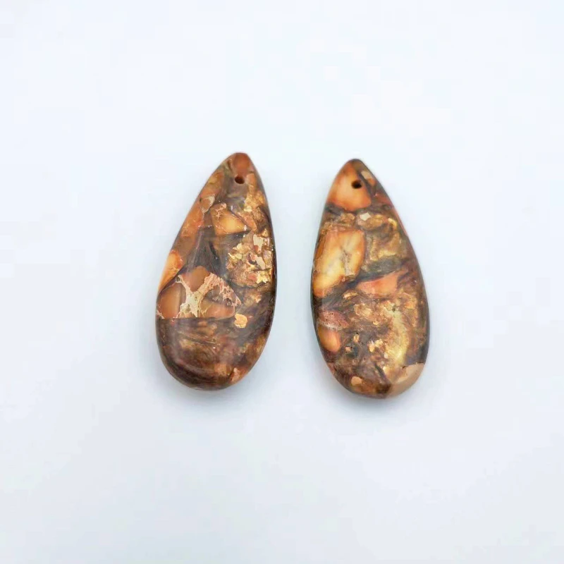 

2Pcs/Set New Natural Emperor Stone Beads 15 * 35mm Droplet Shaped Pendant DIY Women's Earrings Jewelry Accessories Wholesale