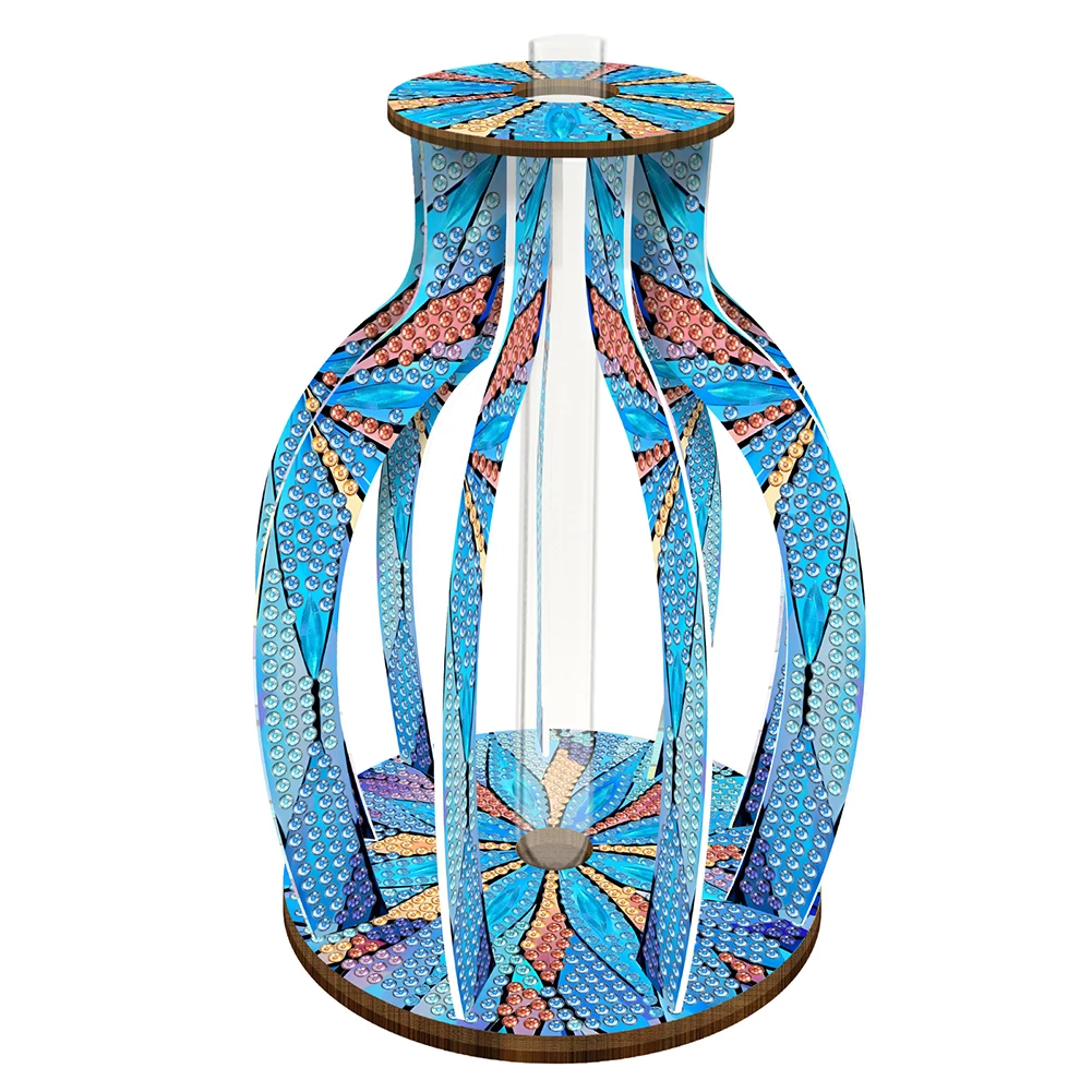 Wood Blue Pink Diamond Painting Flower Vase Diamond Painting Tabletop Ornaments Kit Desktop Diamond Art Kits Bedroom Table Decor