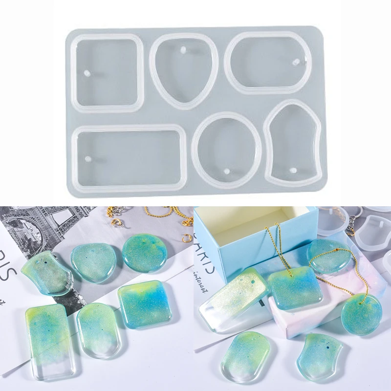 Keychain Pendant Silicone Mold Set DIY Pendant Crystal Epoxy Resin Mold Round Rectangle Necklace Pendants Jewelry Making 1set jewelry making mold fillings broken glass stones crystal uv epoxy resin filler diy crafts nail art decorations