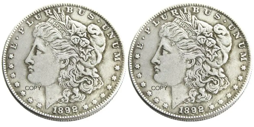 

США 1892/1892 два лица Морган доллар Посеребренная КОПИЯ монета