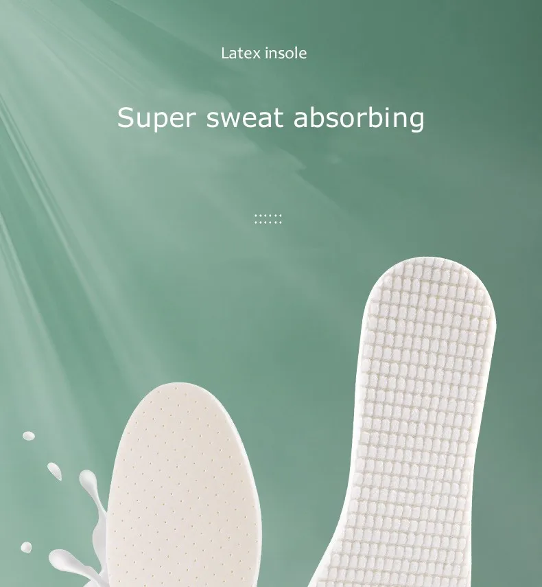 1 Paar geruchsabweisende Latex-Einlegesohlen, atmungsaktive und schweißabsorbierende Einlegesohlen für Sportschuhe, Herren und Damen, Freizeit-Massage-Einlegesohlen – Detail 2