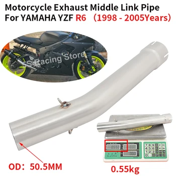 Slip-on For YAMAHA YZF R6 YZF-R6 1998 - 2005 51mm Motorcycle Exhaust Escape Modified Middle Link Pipe Moto Muffler Tube