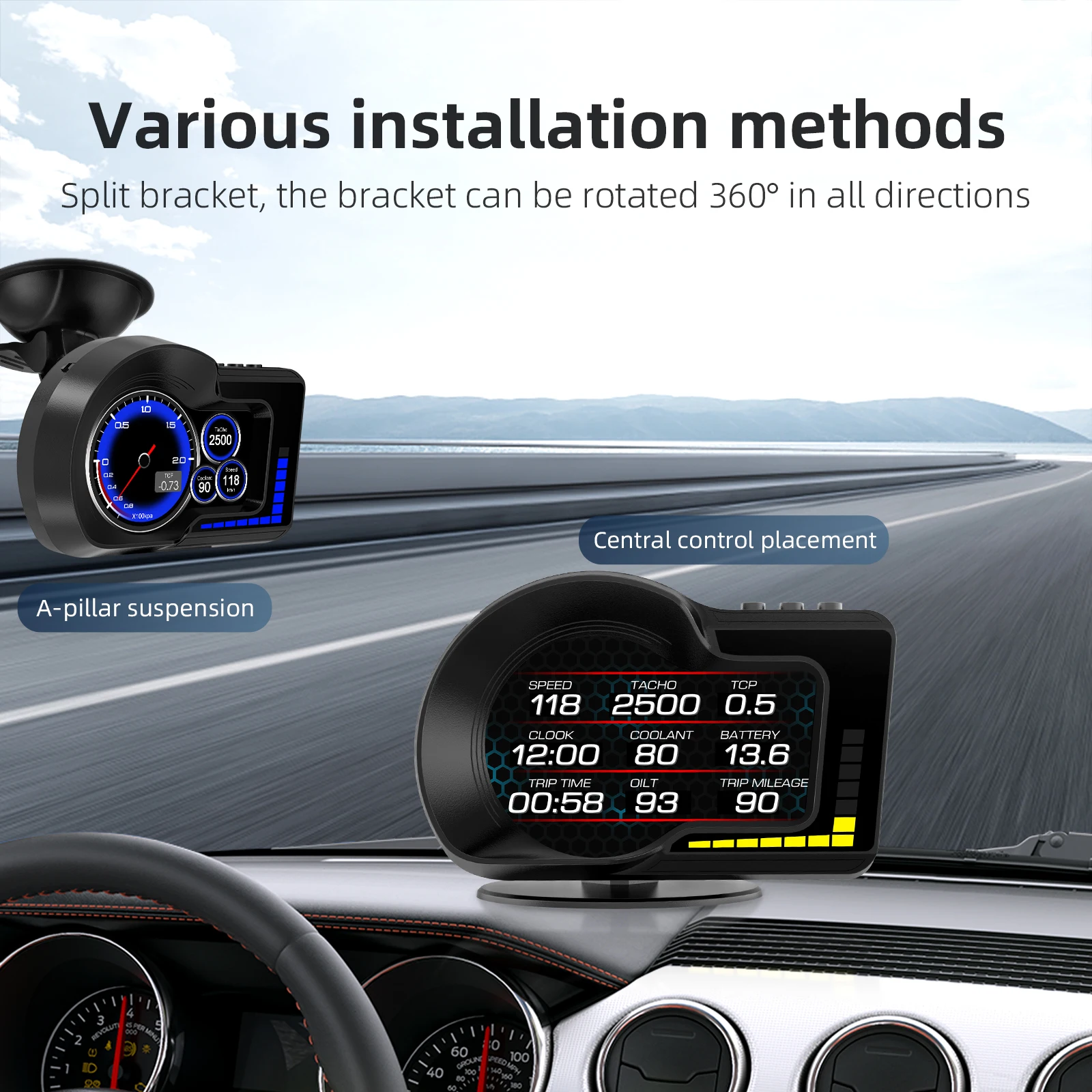 F15 HUD OBD2 GPS ڵ  ÷,   ӵ 跮 Ÿڹ, rpm а, ӵ ˶ ð,  