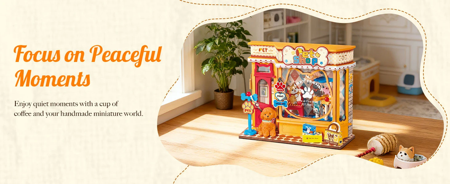 ROBOTIME Rolife Mini Store Serie Pawfect Tierladen DIY Holz-Miniaturhaus-Set für Anfänger Perfektes Geburtstagsgeschenk für Kinder – Detail 3