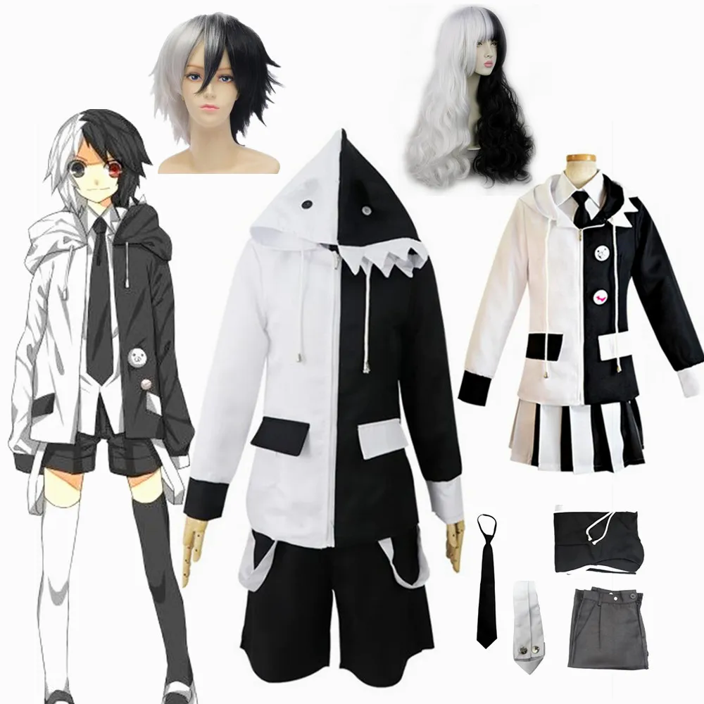 

Anime Danganronpa V3: Killing Harmony Monokuma Unisex Coat Shirt Skirt Tie Socks Set Cosplay Costume