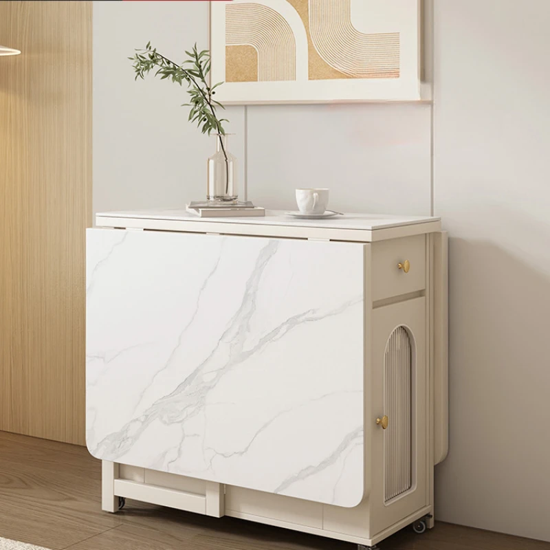

Storage Floor Dining Table Folding Drawer Family Rectangular Marble Side Table Small Space Saving Mesas De Comedor Ornaments