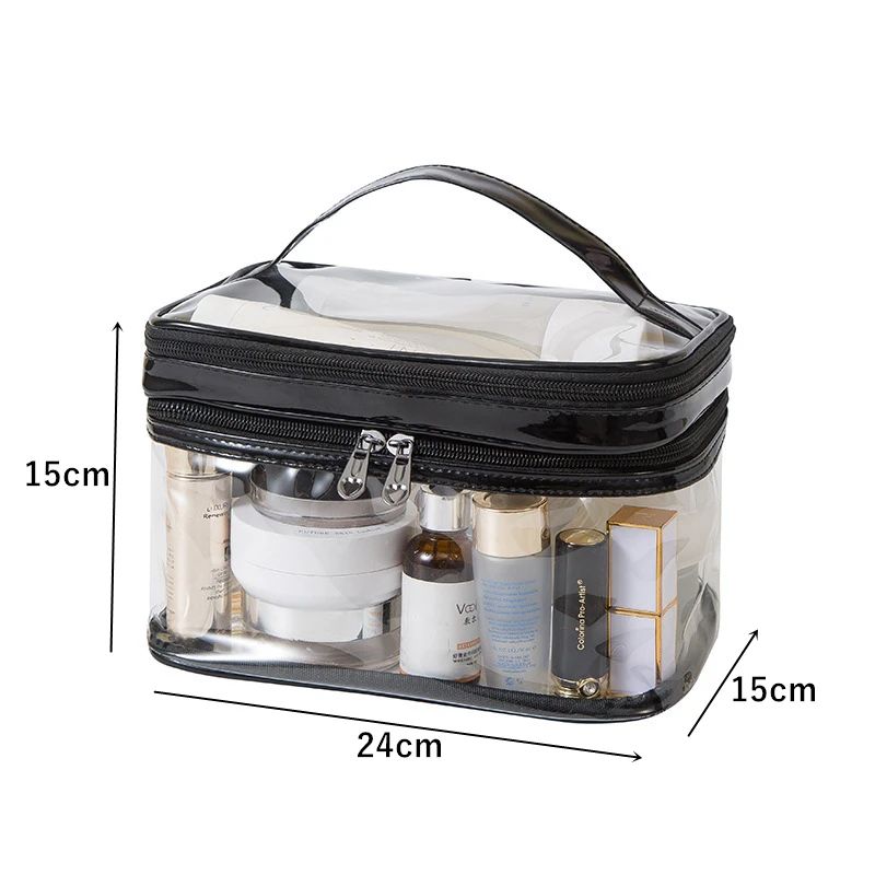 Transparent PVC Cosmetic Bag For Women Clear Zipper Makeup Bags Organizer Beauty Travel Wash Make Up Toiletry Case Tote Handbags