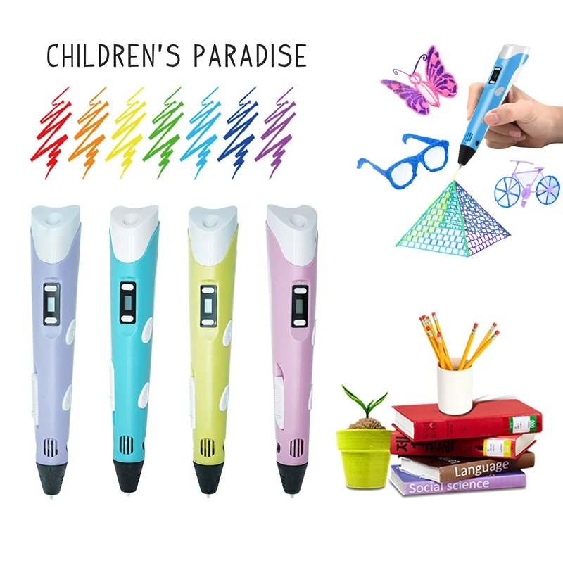 3D Pen 3D DIY Drawing Pen with LCD Screen Compatible PLA Filament Toys Safe for Children Kids Christmas Birthday Gift