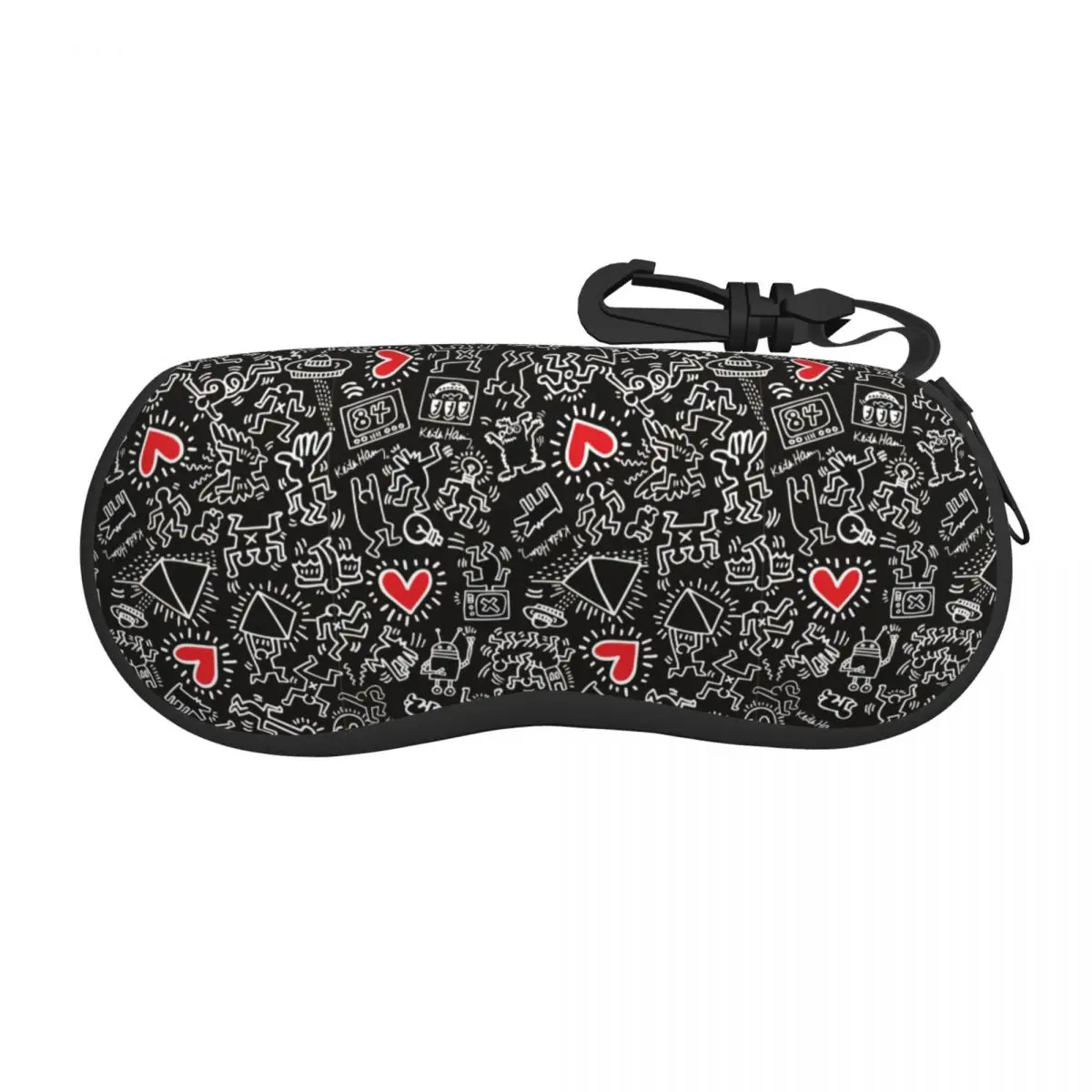 

Custom Heart Magnet Abstract Haring Dance Sunglasses Soft Case Neoprene Zipper Shell Eyeglass Case Protective Box For Glasses